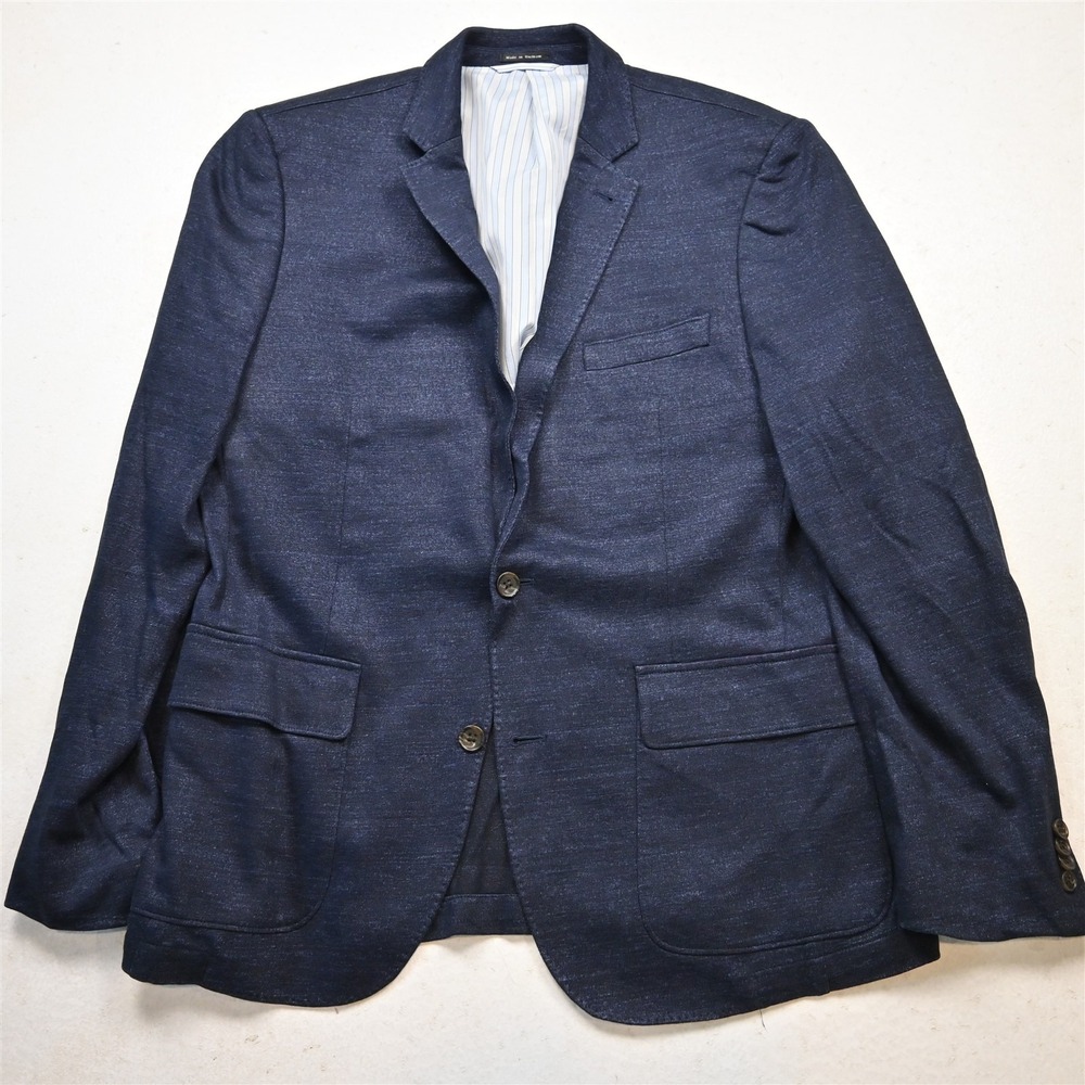 Flynt 42L Navy Blue Spicoli Linen Soft Shoulder Mens Blazer Jacket Sport Coat
